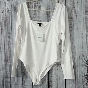 NWT Forever 21 body suit 2X, white, long sleeve